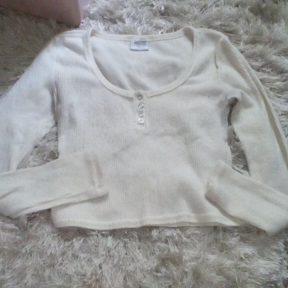 Rue 21, medium, cream crop top long sleeve